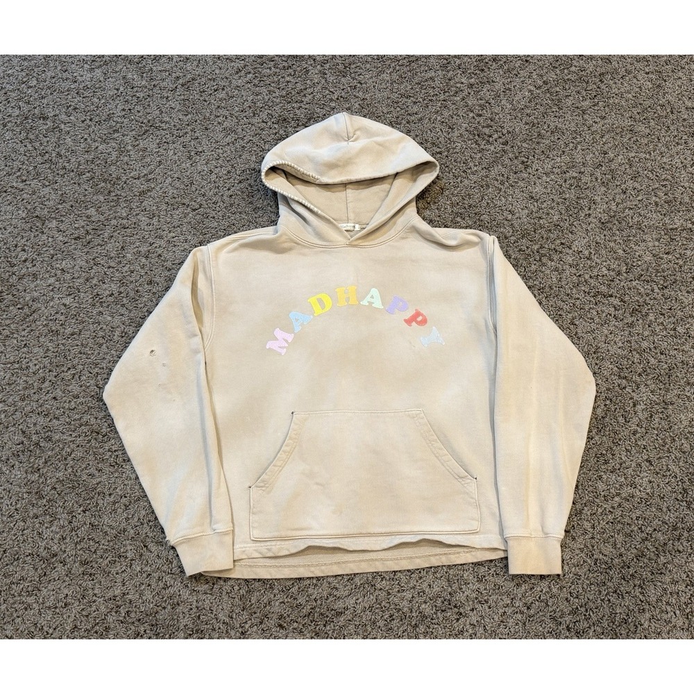 Madhappy Pastels French Terry Hoodie Size Medium Beige Distressed